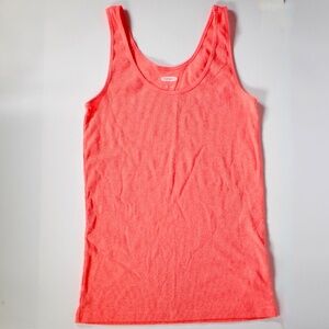 Old Navy Womens Melon Orange L Ribbed Tank Top L Slim Fit Stretch Summer